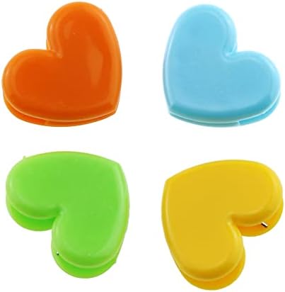 E-üstün 24 adet Kalp Şekli Renkli Plastik Bağlayıcı Ataşlar, Turuncu, Sarı, Mavi, Yeşil Her Renk için 6 Adet