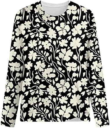 Bayan Sonbahar Uzun Kollu T Shirt Rahat Üst Moda Gömlek Gevşek Çiçek Baskı Tunik Tees Artı Boyutu Bluzlar Tops