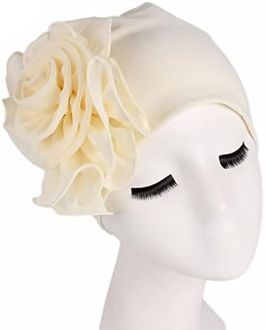 YYAOJHAO Kemo Türban Şapka Kadınlar için Elastik Çiçek Bere Headwrap Kapaklar Düz Renk Izgara Kanser Saç Kapağı