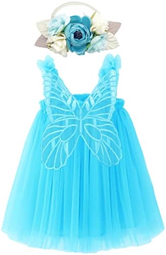 BGFKS Katmanlı Kelebek Tül Tutu Elbise için Bebek Kız, Toddler Kız Prenses Elbise ile Çiçek Kafa Bandı
