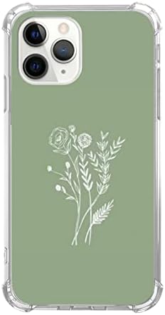 iPhone 11 Pro ile Uyumlu Oubliert Adaçayı Yeşil Çiçek Kılıfı, iPhone 11 Pro için Minimalist İddialı Estetik Botanik Kılıf,
