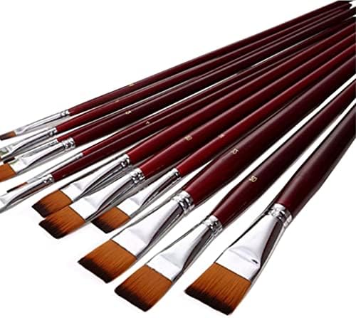 SXDS Naylon Saç Düz Tepe Yağ Fırçası 12 Fırça Seti Sanat Suluboya Fırçaları