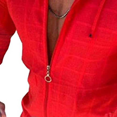 DGKaxıyaHM erkek Basit Baggy Hafif İnce Kapşonlu Gömlek Açık Klasik Rahat Uzun Kollu Bluz Zip Açık Ön Gömlek Tops