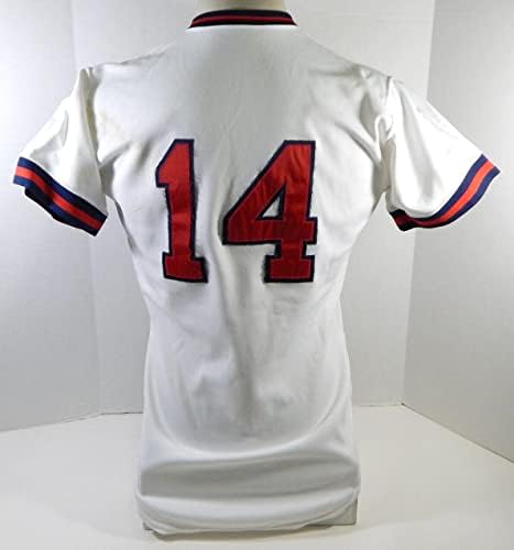 1986 Salem Angels 14 Oyun Kullanılmış Beyaz Forma 42 DP24275 - Oyun Kullanılmış MLB Formaları