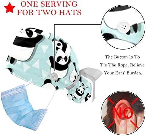 2 Adet Sevimli Hayvan Panda desen elastik bandaj kravat Geri şapka Kadınlar ve Erkekler için