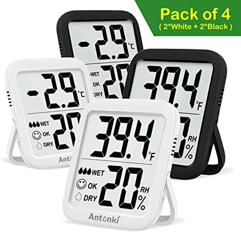 4'lü paket Antonki oda termometresi Kapalı Higrometre, Nem Ölçer, Nem Ölçer, Ev için Dijital Sıcaklık ve nem Monitörleri,