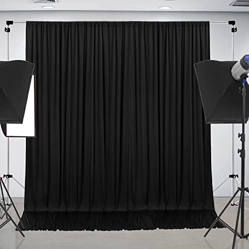 10 ft x 10 ft Kırışıklık Ücretsiz Siyah Zemin Perde Panelleri, Polyester Fotoğraf Backdrop Perdeler, düğün Parti Ev Dekorasyon