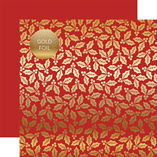 Echo Park Kağıt Şirketi Kırmızı Holly & Çilek Folyo-Altın
