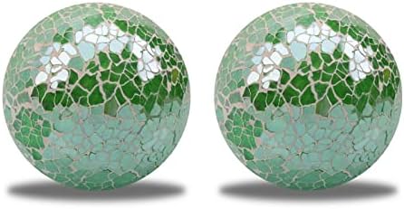 ZnıngEsxı 2 Adet Dekoratif Cam Küreler 2.6 İnç Mozaik Crackl Katı Küre yuvarlak masa lambası Centerpiece Topları Kase Vazolar