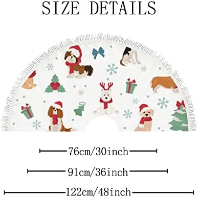 Büyük Noel Ağacı Etek Noel Santa Köpekler 48 İnç Ağacı Etek Mat Tatil Parti Çiftlik Evi Ağacı Paspaslar Ev Dekor için Kapalı