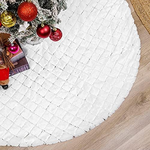 HUIJIE Noel Ağacı Etekler - Gümüş Payetli Damalı Önlük Noel Ağacı Alt Süslemeleri, Yeni Yıl Hediye Tatil Parti Sahne Süsler