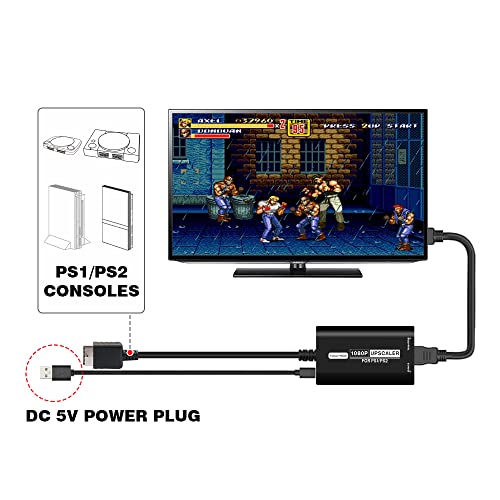 HDMI Dönüştürücü PS1 PS2 1080P Yükseltici HDMİ adaptörü RGB / YPbPr Anahtarı ve 4: 3/16: 9 En Boy Oranı Anahtarı Playstation