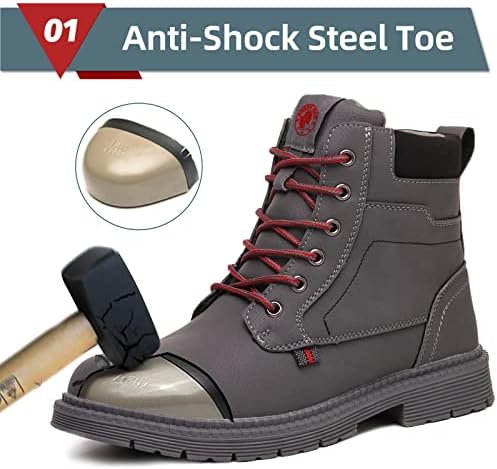 ANGRYRAM Çelik Burunlu Çizmeler Erkekler için iş çizmeleri Kaymaz Güvenlik Ayakkabıları Yıkılmaz Endüstriyel İnşaat iş çizmeleri