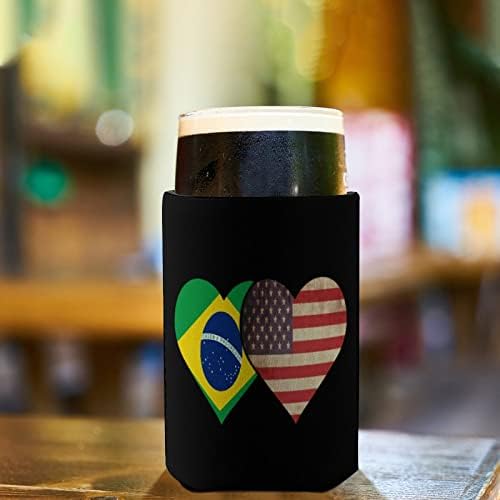 Brezilya Bayrağı ve Amerikan Bayrağı Kullanımlık Fincan Kollu Buzlu Kahve Yalıtımlı Bardak Tutucu ile Sevimli Desen için